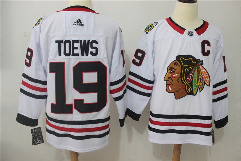 Men Chicago Blackhawks #19 Toews white Adidas Hockey Stitched NHL Jerseys->chicago blackhawks->NHL Jersey